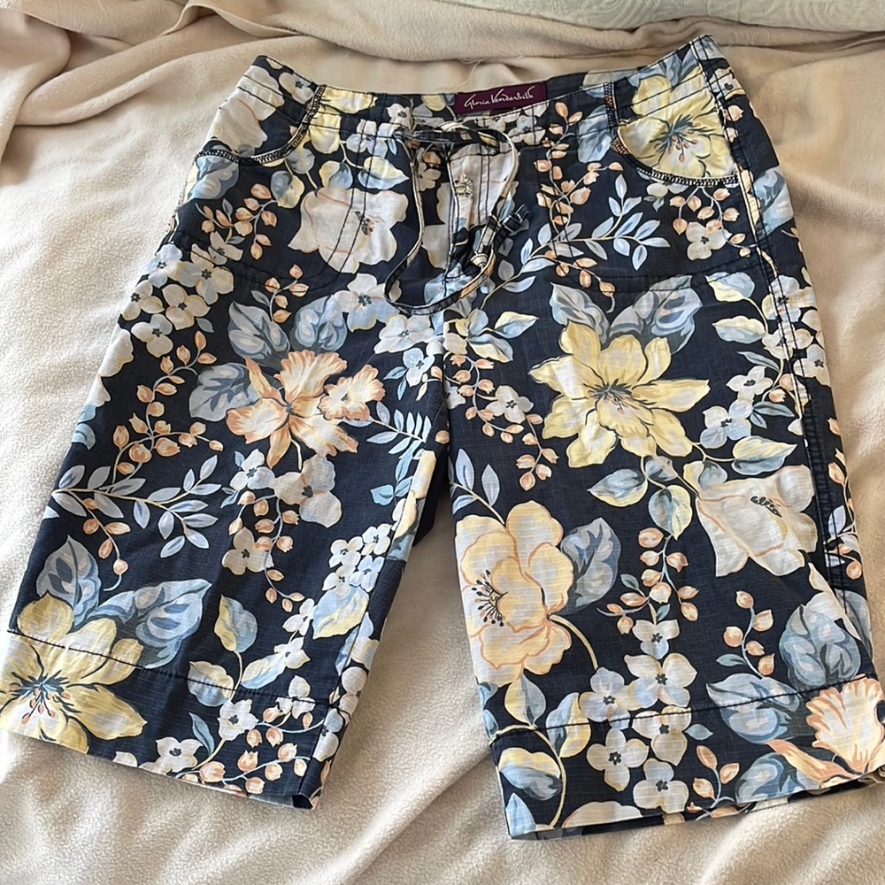 Blue and yellow floral Bermuda shorts
